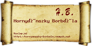 Hornyánszky Borbála névjegykártya
